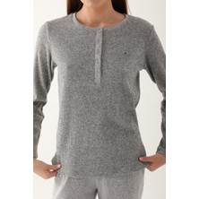 Pierre Cardin Gri Kadın Uzun Kol Pijama Takım