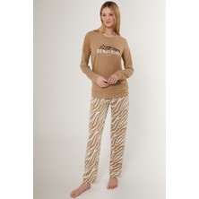 Pierre Cardin Do Nothink Kahverengi Kadın Uzun Kol Pijama Takım