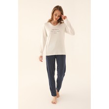 Pierre Cardin Krem Kadın Uzun Kol Pijama Takım
