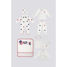 U.S. Polo Assn. Ekru Kalp Desen Bebek Hastane Çıkışı