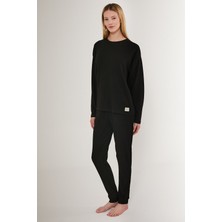 RolyPoly Sweet Siyah Kadın Uzun Kol Pijama Takım