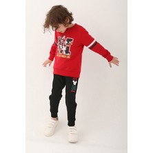 Mickey Mouse D4820-3 Erkek Çocuk Eşofman Takımı Kırmızı