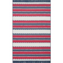 Eko Halı Arya Craft Kilim ARC05 Red Navy  Çift Taraflı Hav ve Toz Vermez Yıkanabilir Modern Desenli Dokuma Kilim