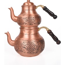 Dmt Copper Home Bakır Çaydanlık Takımı Ağır İşlemeli 16 cm 12 cm