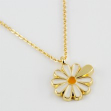 Qosrix Papatya Figürlü Kolye Kadın Moda Takı Tasarım Aksesuar