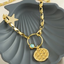 Qosrix Yaşayan Nazar Lüx Kolye Kadın Moda Takı Tasarım Aksesuar