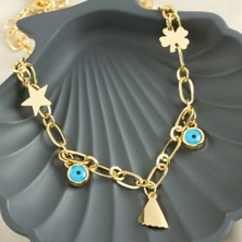 Qosrix Üçgen Lüx Şans Kolye Kadın Moda Takı Tasarım Aksesuar