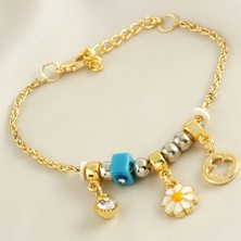 Qosrix Papatya Lüx Zincir Bileklik Kadın Moda Takı Tasarım Aksesuar