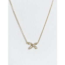 Taşlı Fiyonk 925 Ayar Gümüş Kolye - 18 Ayar Sarı Altın Kaplama