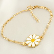 Qosrix Papatya Zincir Bileklik Kadın Moda Takı Tasarım Aksesuar