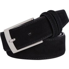 Kasva Siyah Süet Deri Kemer 3.5 cm Yüksek Kalite Erkekler İçin Klasik ve Spor Uyumlu