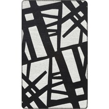 Eko Halı Arya Neo Kilim Arn 05 Whıte Black Yıkanabilir Kaymaz Tabanlı Modern Pamuk Kilim