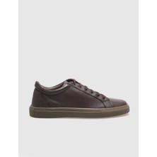Cabani Hakiki Deri Kahverengi Bağcıklı Erkek Sneaker