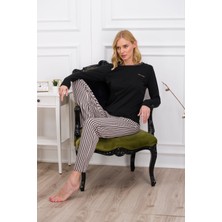 Pierre Cardin Siyah Çizgili Kadın Pijama Takımı