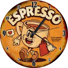 Karizma Tablo Espresso Zamanı Ahşap Duvar Saati