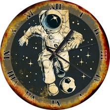 Karizma Tablo Futbolcu Astronot Ahşap Duvar Saati