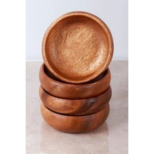 Maridet 4lü Akasya Kuruyemiş Çerezlik Kase Natural Dekoratif Ahşap El Yapımı Sofra Sunum Kase Seti