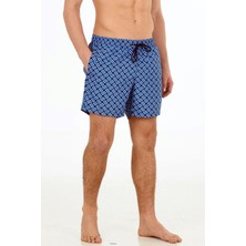 Enrico Ferry erkek Mavi Baskılı Içi File Astarlı Cepli Çabuk Kuruma Özellikli Deniz Şortu EDY2529M