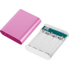 Koodmax Dörtlü 18650 Pil Uyumlu Dıy Powerbank Boş Kutu Power Bank Kutusu (Pilsiz) + USB Kablo- Pembe