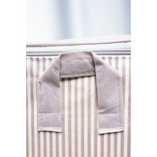 textile sweet 5'li Orta Boy Kazaklık Gri Çizgili Baza Altı Düzenleyici Hurç 52X28X21