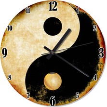 Karizma Tablo Ying ve Yang Gece ve Gündüz Baskılı Duvar Saati