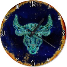 Karizma Tablo Boğa Burcu Baskılı Duvar Saati