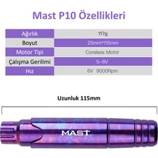 Mast P10 Profesyonel Kalıcı Makyaj Cihazı ve Dövme Makinesı Seti - 1001RL 20 Adet İğne & Halo Adaptör