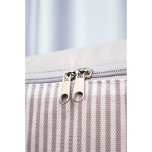 textile sweet 5'limega Boy Gri Çizgili Baza Altı Düzenleyici Hurç 74X46X22