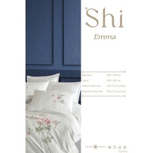 Shi Emma Çift Kişilik Nakışlı Nevresim Takımı | %100 Pamuk Saten |  6 Parça | Kutulu Çeyiz Seti