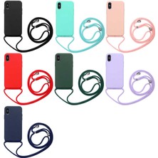 Heptek İletişim Apple  iPhone Xs Max 6.5 Kılıf Ipli Boyun Askılı Içi Kadife Lansman Yumuşak Silikon Kapak (Ropi)
