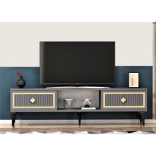 Cantek Dizayn 150 cm Nil Tv Sehpası (Alt Modül) Antrasit-Altın