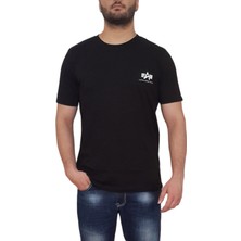 Alpha Erkek Yuvarlak Yakalı Yazılı Baskılı Kısa Kollu Siyah Tişört Ety-Alp