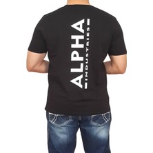 Alpha Erkek Yuvarlak Yakalı Yazılı Baskılı Kısa Kollu Siyah Tişört Ety-Alp