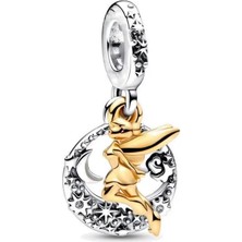 Ni Aksesuar Gümüş S925 Damgalı Disney Tinker Bell Gece Sallantılı Charm