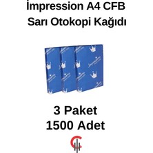 Impression A4 Cfb Sarı Otokopi Kağıdı 3 Paket 1500 Adet