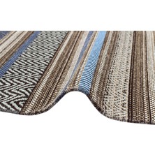 Eko Halı Inka Kilim In 01 Grey Marıne  Hav Toz Vermez Yıkanabilir Kaymaz Modern Ince Dokuma Kilim