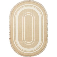 Eko Halı Brooklyn Brk 09 Ivory Oval Hasır Görünümlü Kaymaz Modern Şık Dokuma Kilim