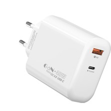 S-Link SL-EC68 45W Gan Pd 30W / Qc 18W Type Type Usb-C +Usb A Hızlı Beyaz Ev/notebook Şarj Adaptör