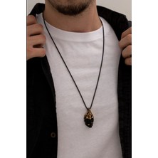 Osmanlı Gümüş Erkek Kolye - Büyücü Kurukafa Model Erkek Çelik Kolye - 316 L Paslanmaz Çelik