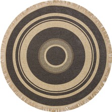 Eko Halı Brooklyn Brk 09 Dark Grey Yuvarlak Hasır Görünümlü Kaymaz Modern Şık Dokuma Kilim