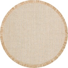 Eko Halı Brooklyn Brk 01 Cream Sılver Yuvarlak Hasır Görünümlü Kaymaz Modern Şık Dokuma Kilim