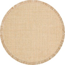 Eko Halı Brooklyn Brk 01 Natural Beıge Yuvarlak Hasır Görünümlü Kaymaz Modern Şık Dokuma Kilim