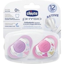 Chicco Physio Compact 2 li Silikon Emzik 12 ay+ Kız - 8058664059294