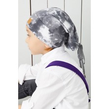 Babygiz Erkek Çocuk Batik Gri  Ip Detaylı 4 Mevsim Şapka Bere Buff -Yumuşak Doğal Penye