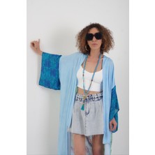 Zelish My Sister Mavi Datça Denizatı Desenli Kimono