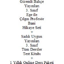 3. Sınıf Hikaye Kitabı Seti Ege ile Çılgın Profesör Bani Yeni + Sadık Uygun Yayınları Tüm Dersler 3. Sınıf Test Kitabı Yeni + 1 Yıllık Online Ders Paketi Yeni