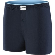 Yıldız Çamaşır Erkek Düz Lacivert Havlu Bel 4'lü Paket Boxer