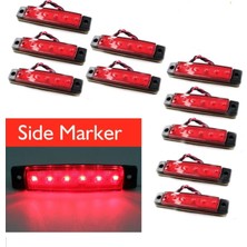 SKAUTO 10 Adet LED Parmak Lamba 6 Ledli Kırmızı Kamyon Dorse Yan Arka Lamba 12V 24V