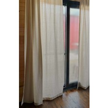 PAMUKIDEA %100 Pamuklu Natural Vintage Keten Dokuma Perde Sade Düz Güneşlik Buldan Işi Perdesi - Tek Kanat