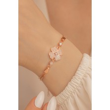 Osmanlı Gümüş Kadın Bileklik-Gümüş Rose Çiçek Motifli Kadın Bileklik